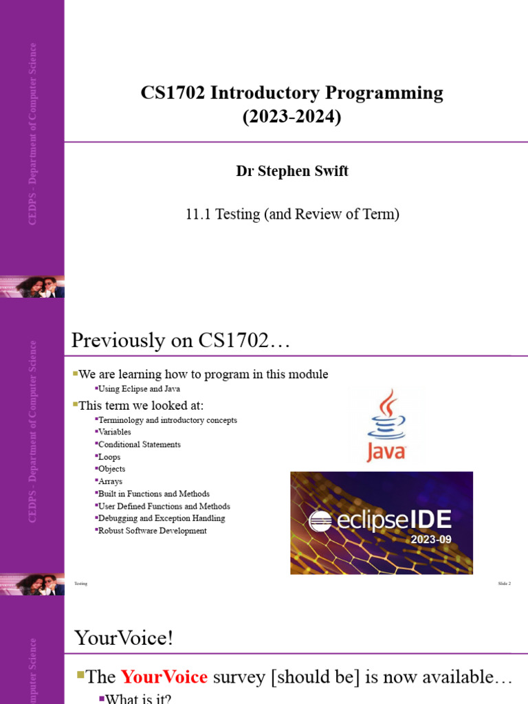 Intro to Programming: Software Testing | PDF | Software Testing | Unit ...