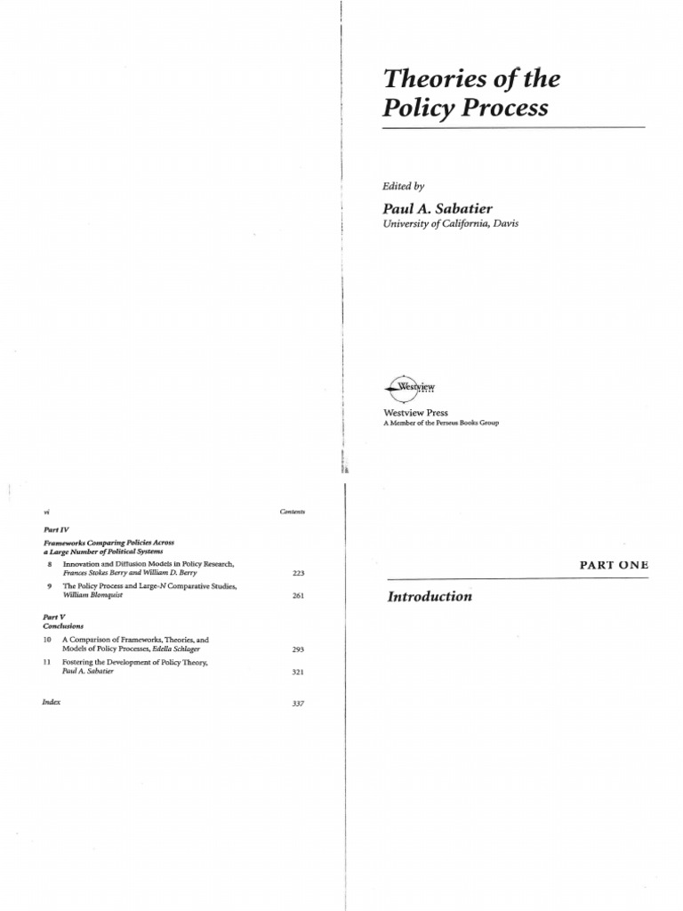 Sabatier - Theories of The Policy Process - Introducao | PDF