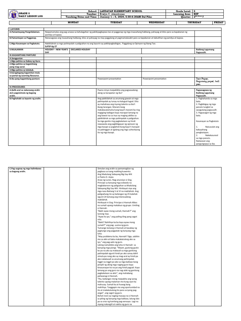 DLL - Esp 5 - Q2 - W7 | PDF