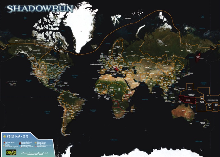 Shadowrun 4th Edition - Sixth World Almanac - World Map Poster