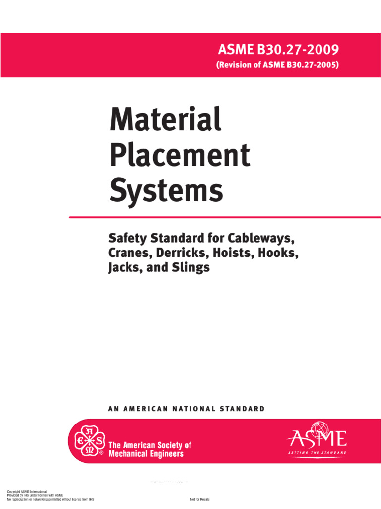 ASME B30.27 2009 Material Placement System Concrete Pump PDF
