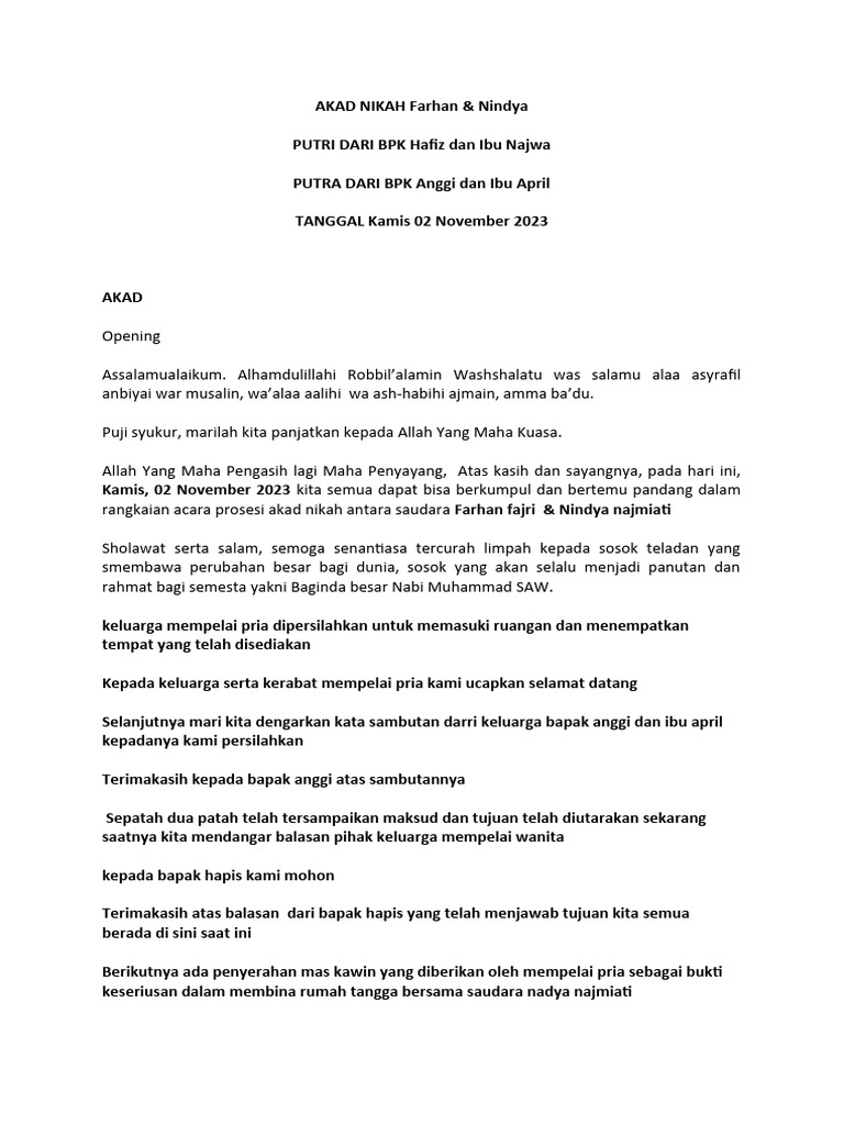 Teks Mc Nikah Mipa 3 Pdf