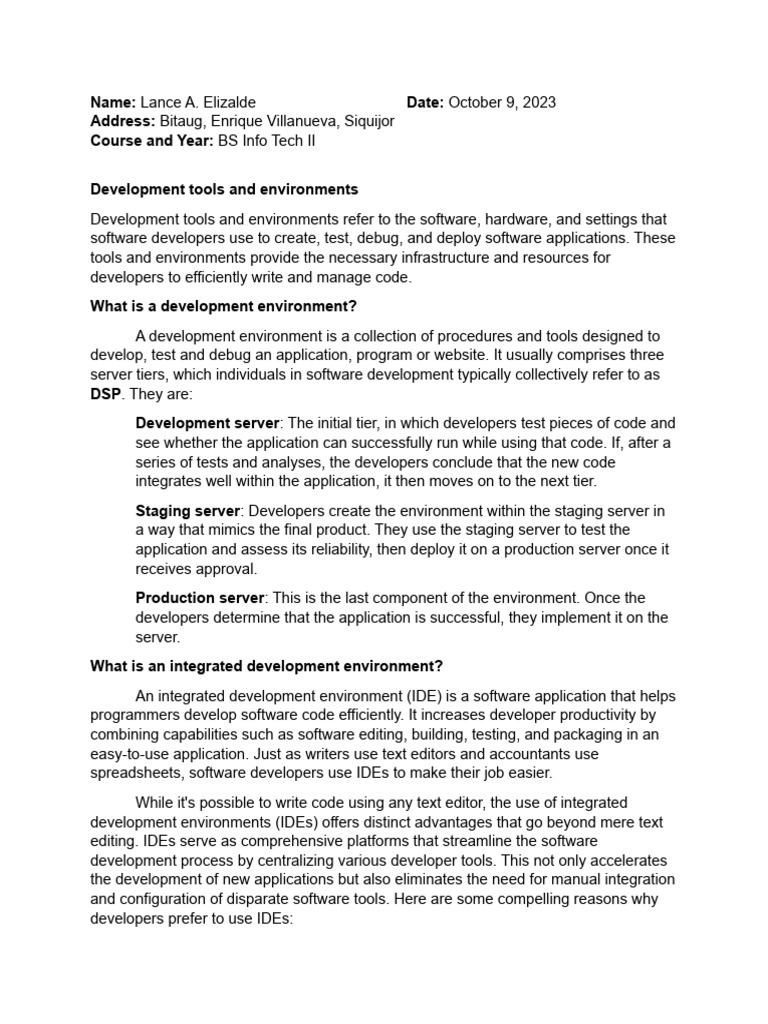 Development Tools and Environments | PDF