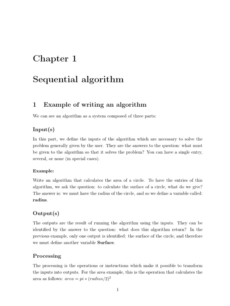 Chapter 1 Sequential Algorithm | PDF