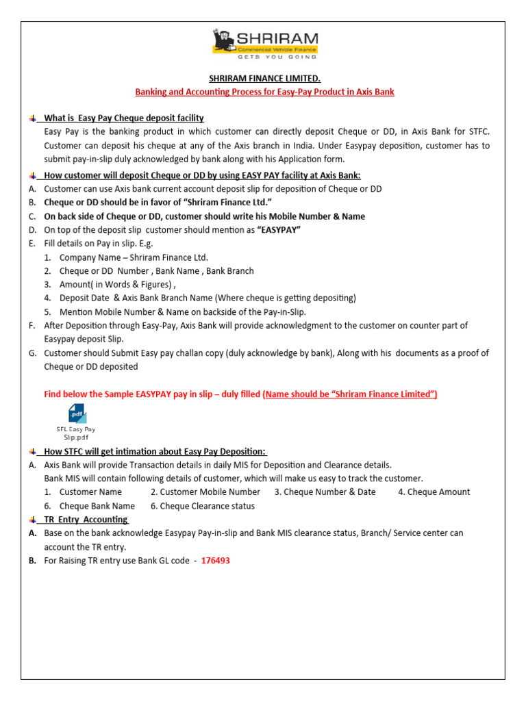 Axis Bank Easy PayInvestment Process PDF