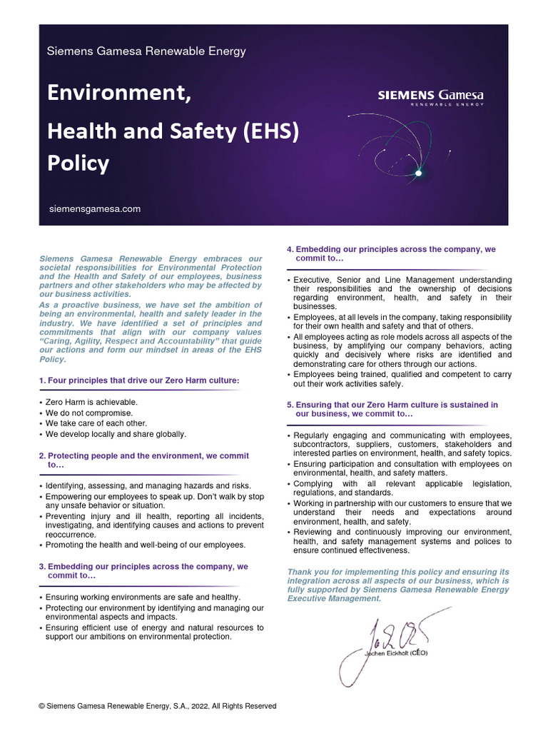 Siemens Gamesa EHS Policy 2023 PDF