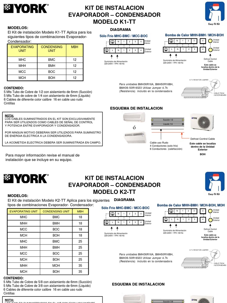 Kits de Instalacion de Climas York Cobre Bomba de calor