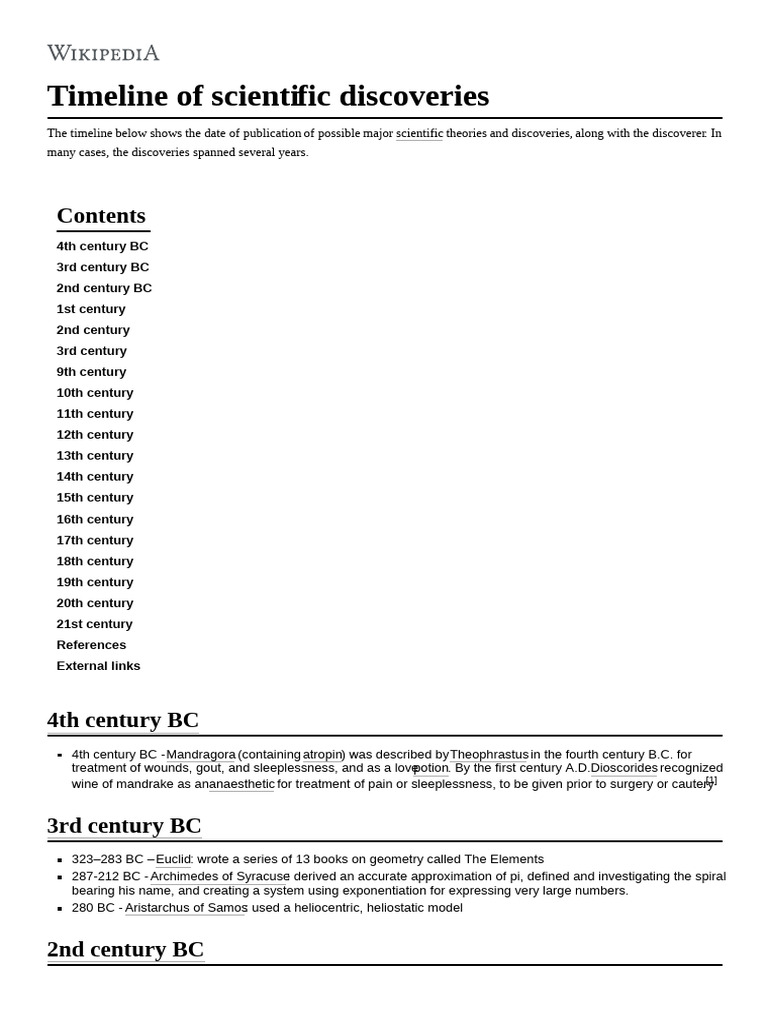 Timeline of Scientific Discoveries | PDF