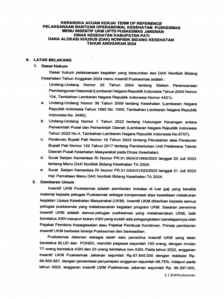 Kak-Tor Menu Insentif Ukm | PDF