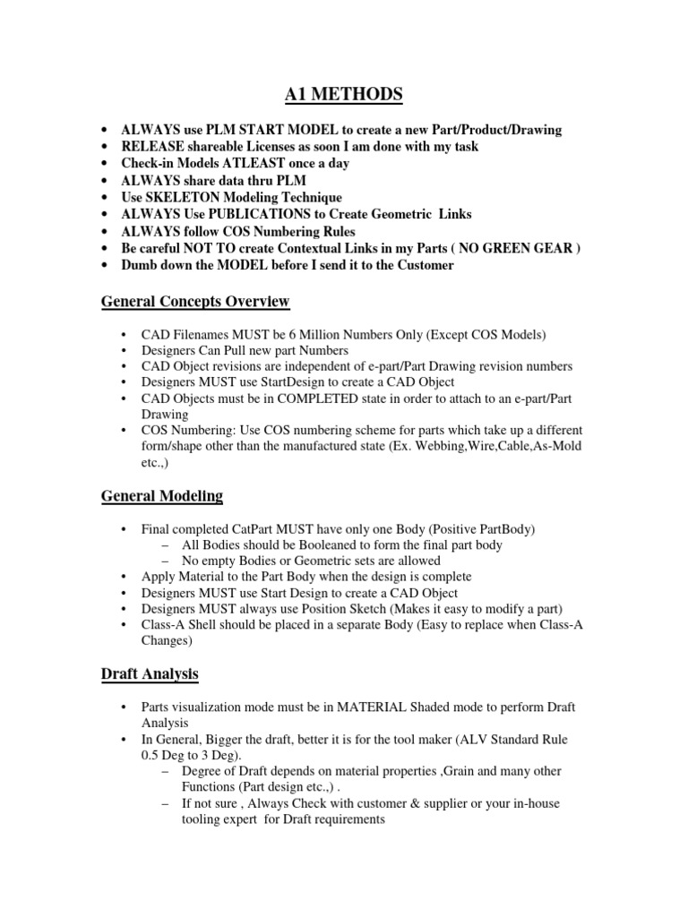 A1 Methods Take Home Points Pdf Computer Aided Design Product
