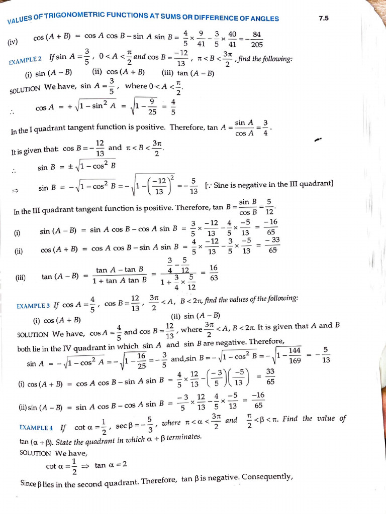 Trigonometry Questions PDF