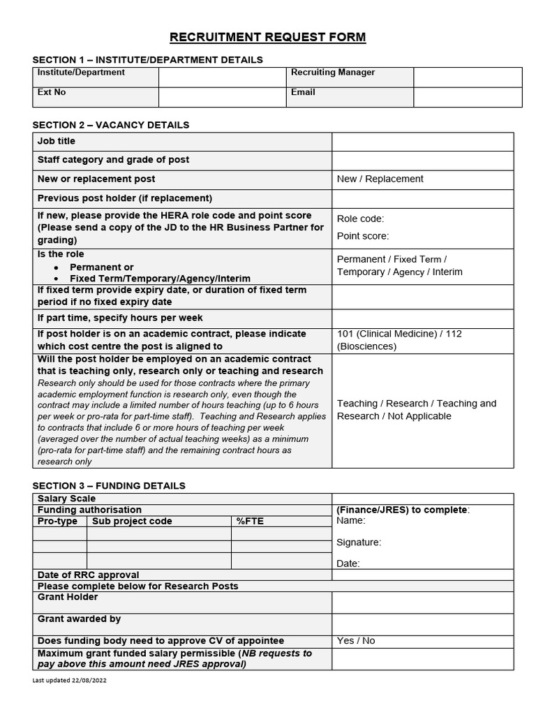 Recruitment Request Form | PDF