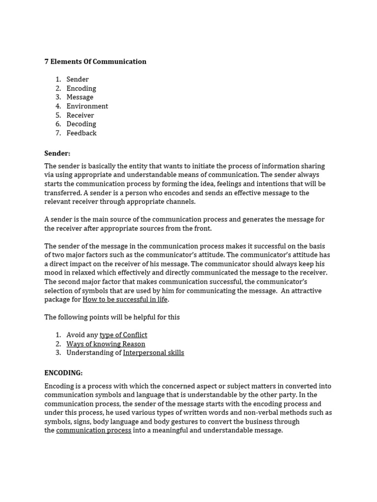 7 Elements of Communication 1 | PDF | Communication | Nonverbal ...