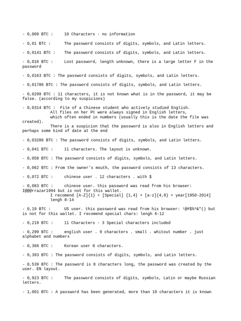 Bitcoin Password Hints | PDF | Password | Bitcoin