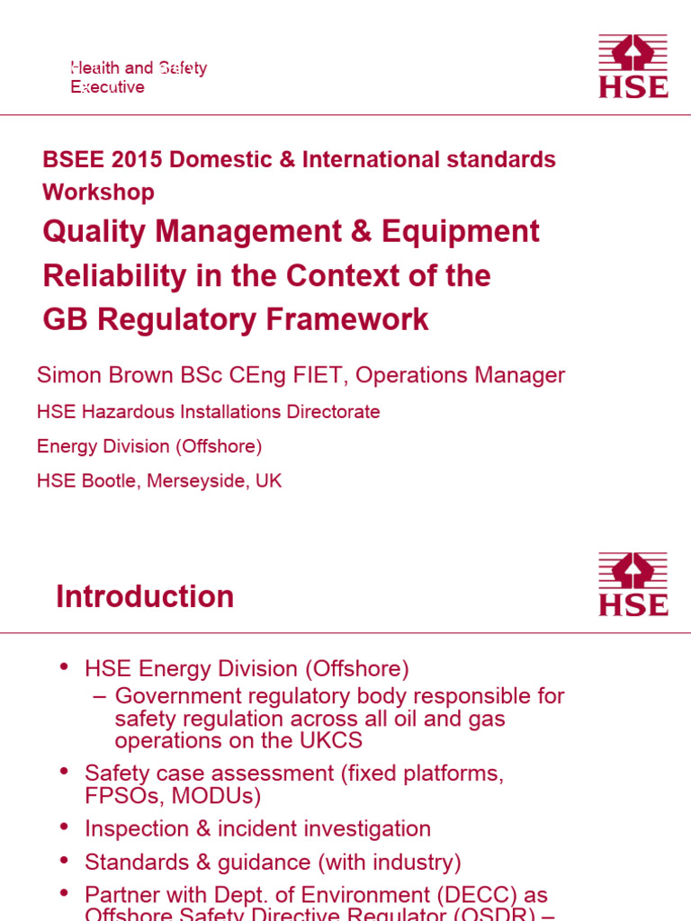 HSE Energy Division: Safety Standards Overview | PDF