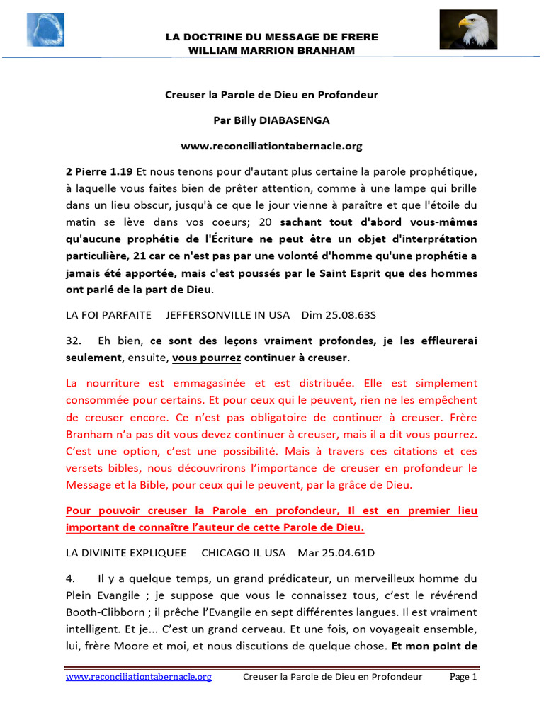 Creuser la Parole de Dieu en Profondeur | PDF
