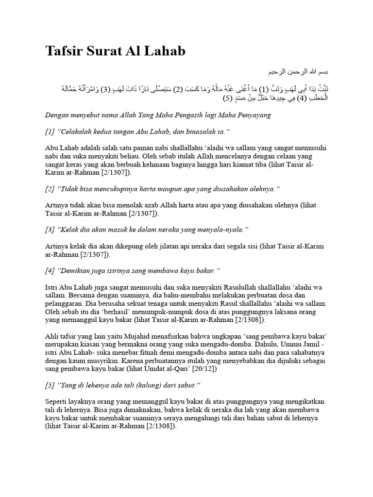Tafsir Surat Al Lahab | PDF