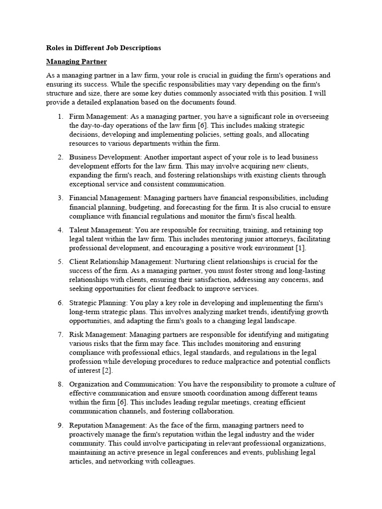 Roles in Different Job Descriptions | PDF | Law Firm | Paralegal