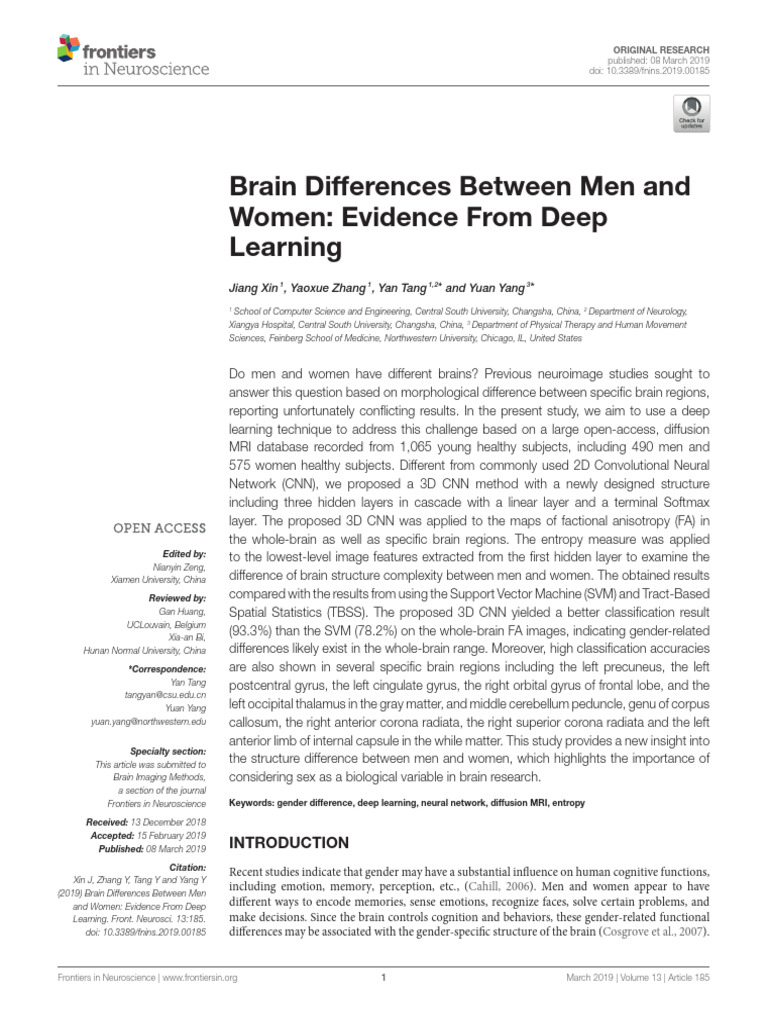 Brain differences between men and women pdf