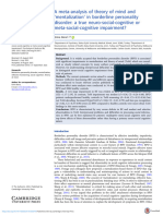 A Meta Analysis of Theory of Mind and Mentalization in Borderline Personality Disorder A True Neuro Social Cognitive or Meta Social Cognitive Impairment