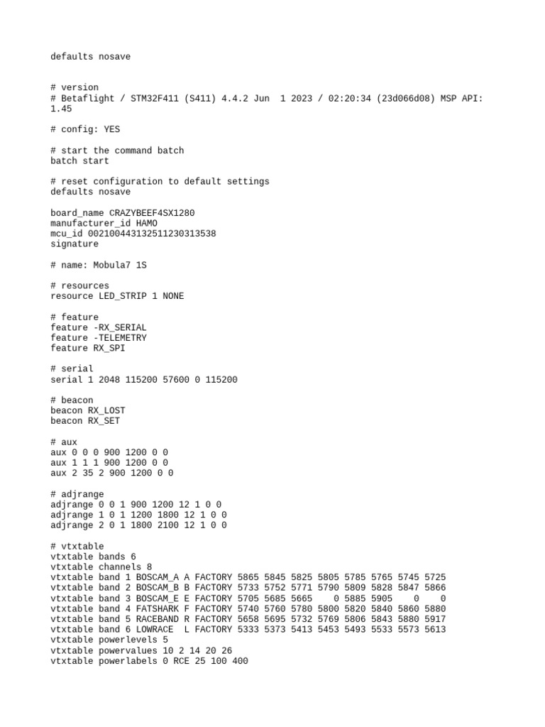 Betaflight Config for Crazybeef4sx1280 | PDF | Teaching Methods ...