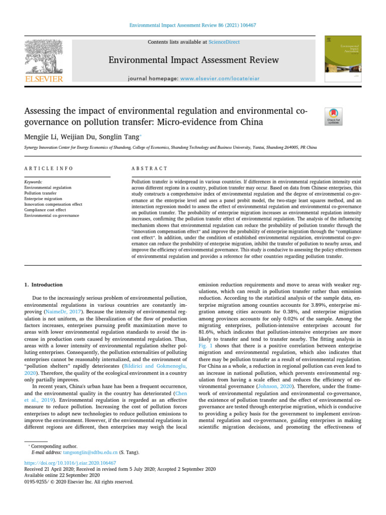 Environmental Impact and Assessment Review | PDF | Pollution