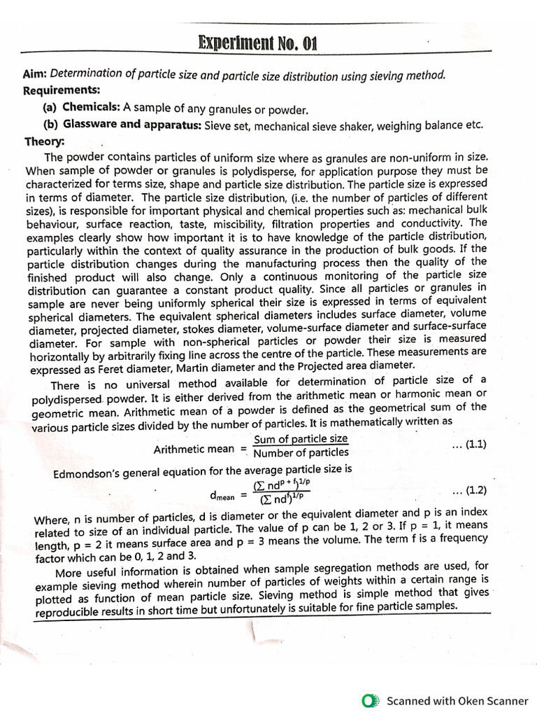 Lab Manual Pharmaceutics I (1ST SEM.) PDF