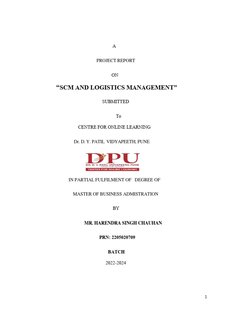 SCM and Logistics Management Report | PDF | Logistics | Supply Chain ...