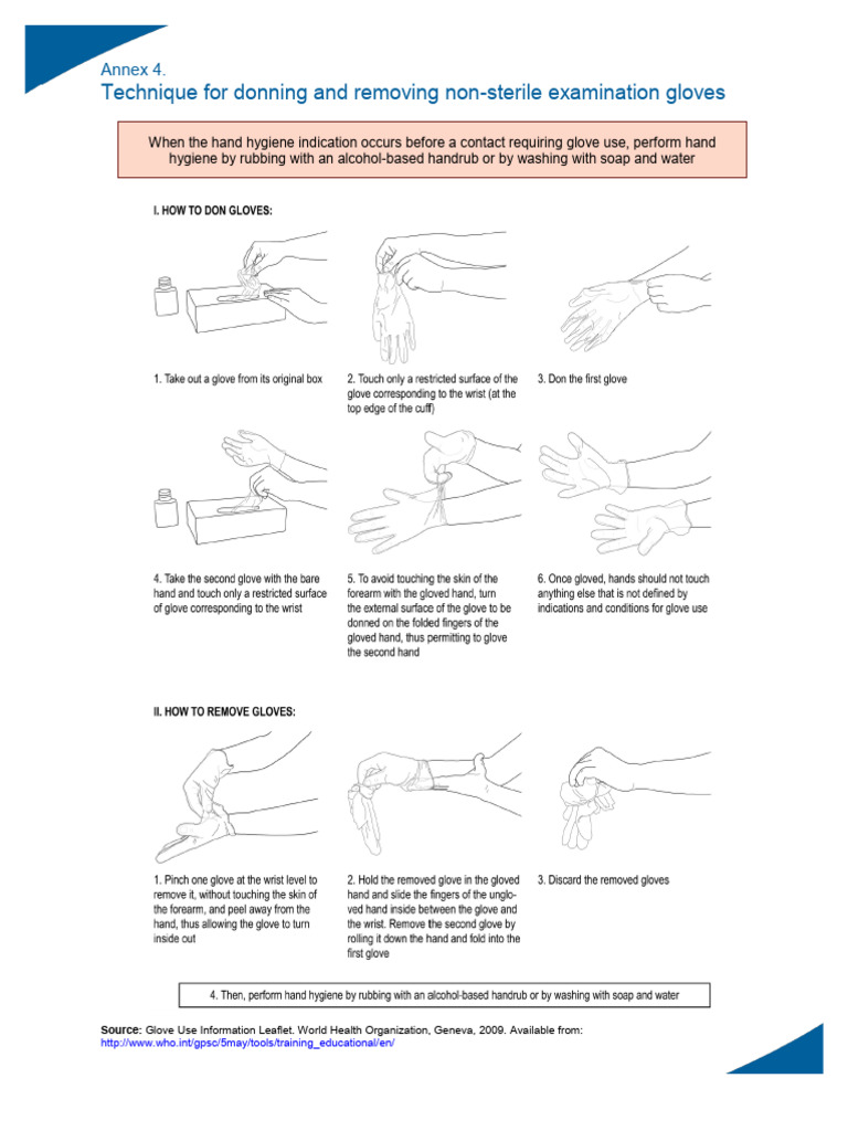 Annex 4 Technique Donning Removing Non Sterile Examination Gloves