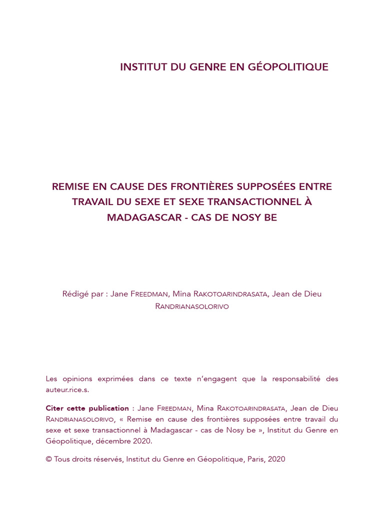 Travail Du Sexe Nosy Be - IGG | PDF
