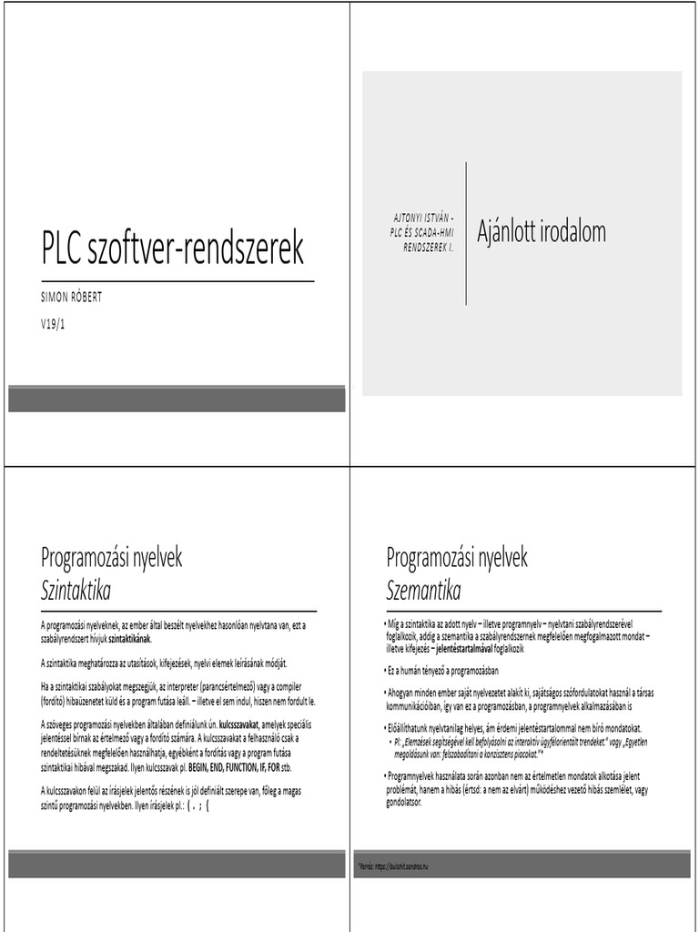 PLC Szoftver Rendszerek 2 | PDF