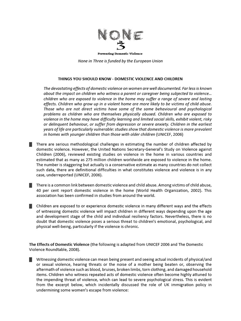 Impact of Domestic Violence on Kids | PDF