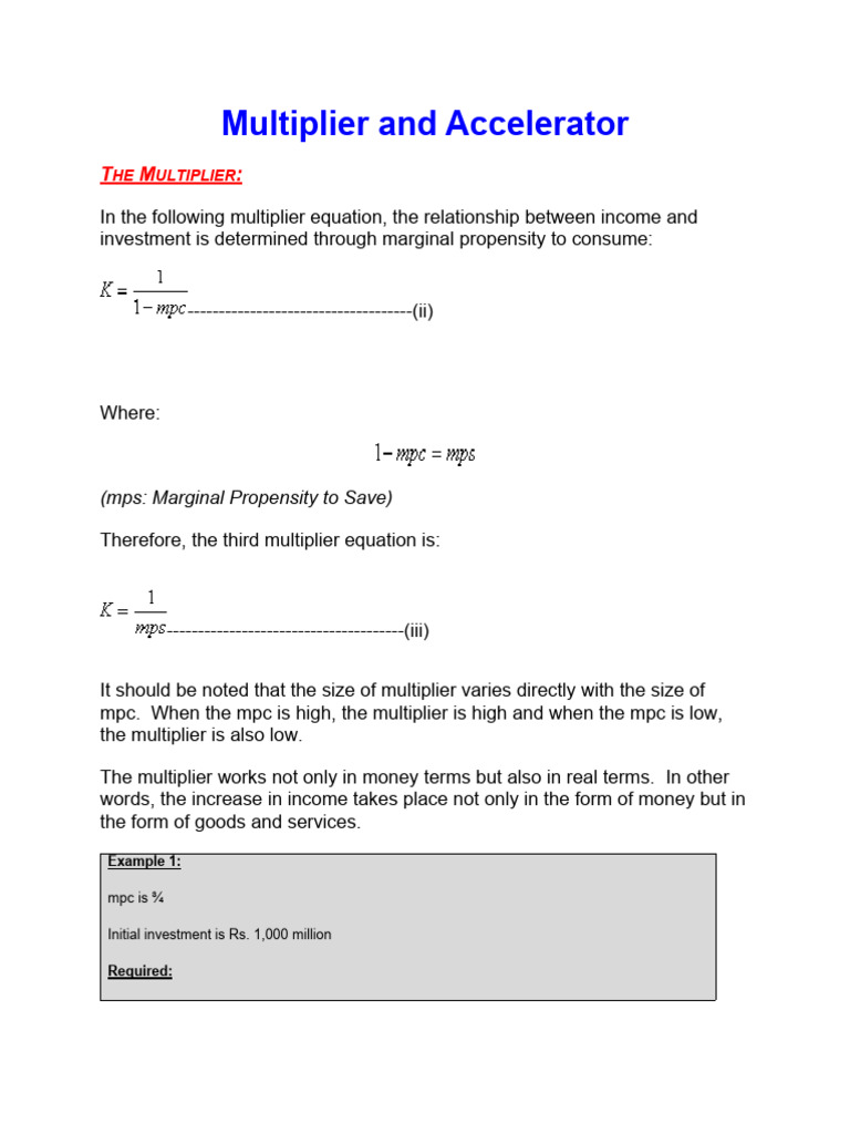 Multiplier and Accelerator PDF