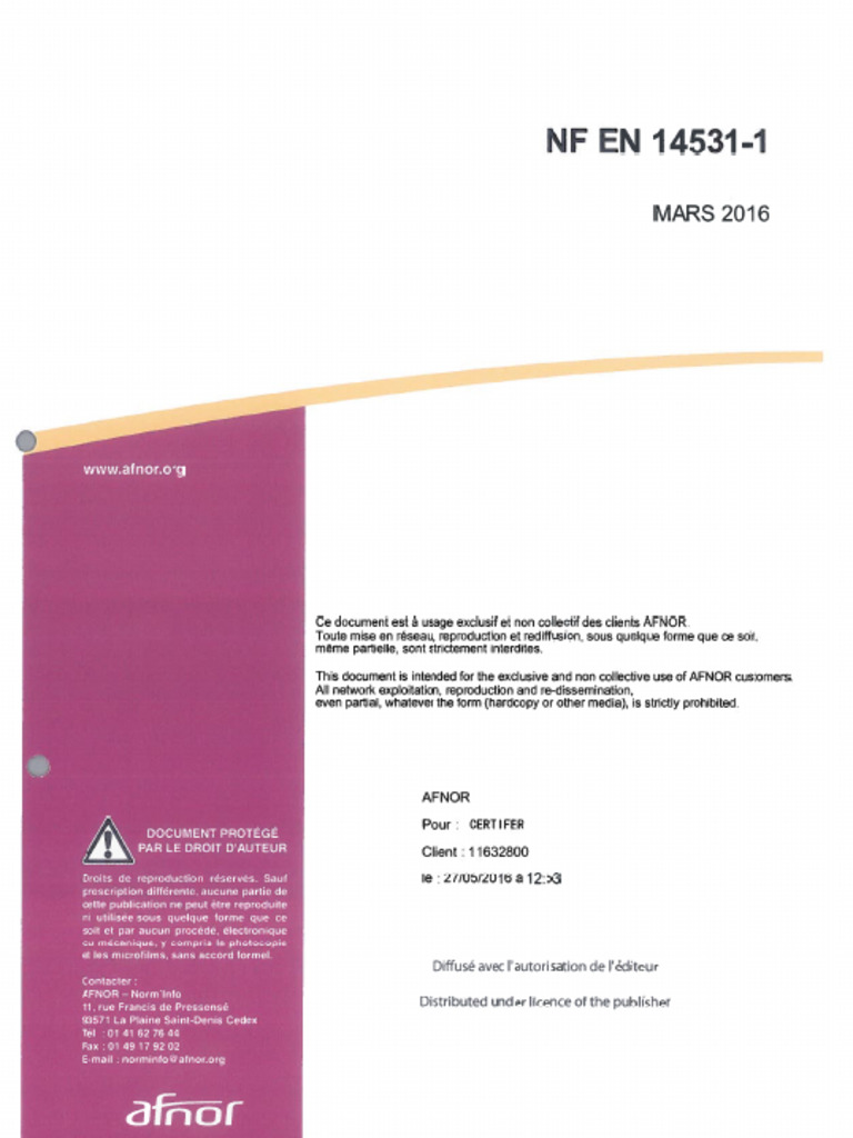 NF en 14531-1: Mars 2016 | PDF