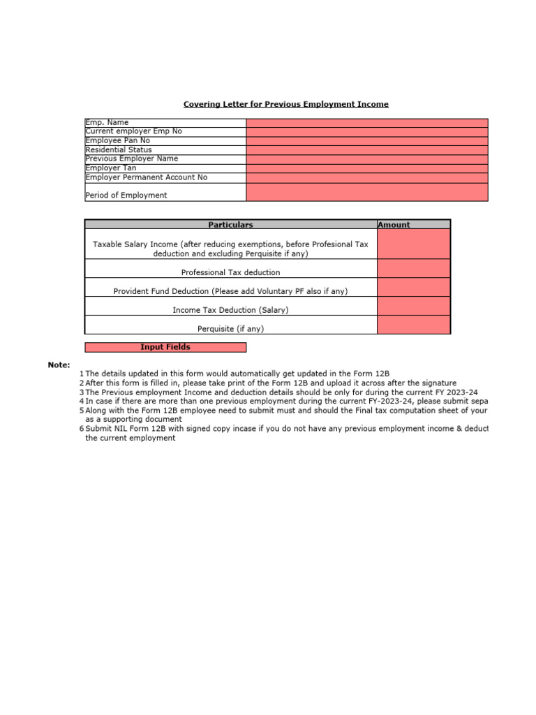 Form 12B Income Declaration Guide | PDF