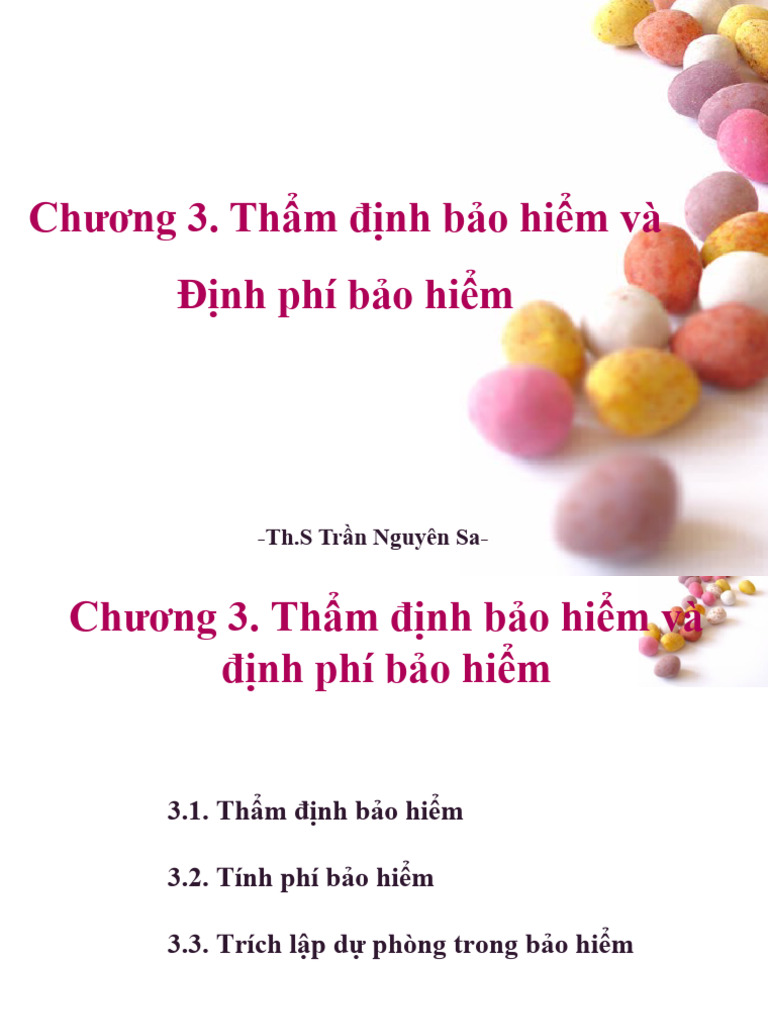 Chuong 3. Tham Dinh Bao Hiem Và Dinh Phi Bao Hiem | PDF