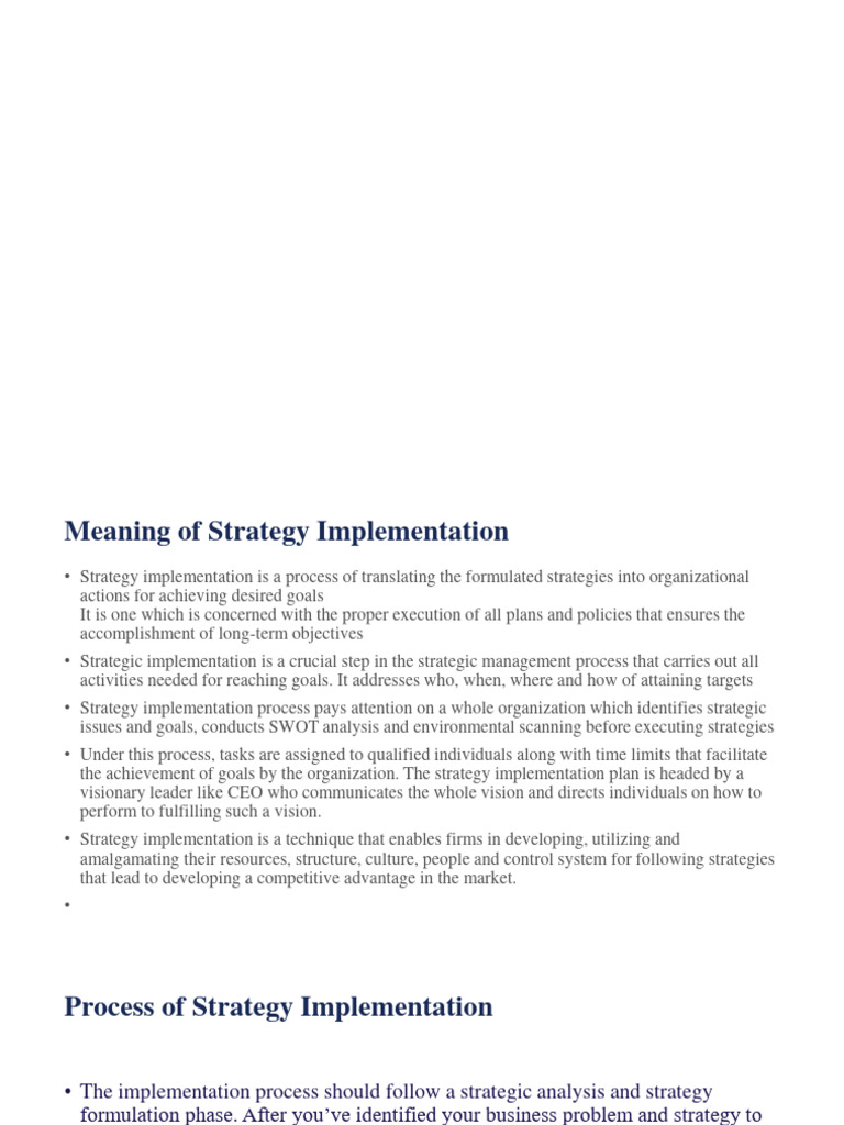 Strategic Implementation | PDF | Strategic Management | Goal