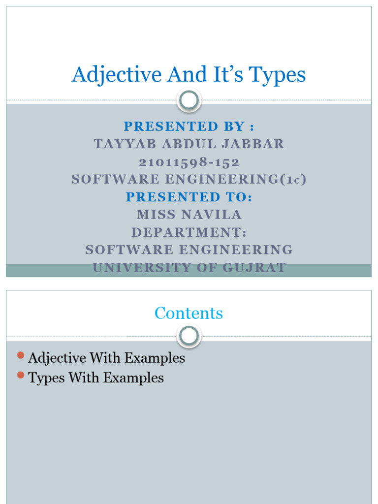 Adjective and Its Types | PDF