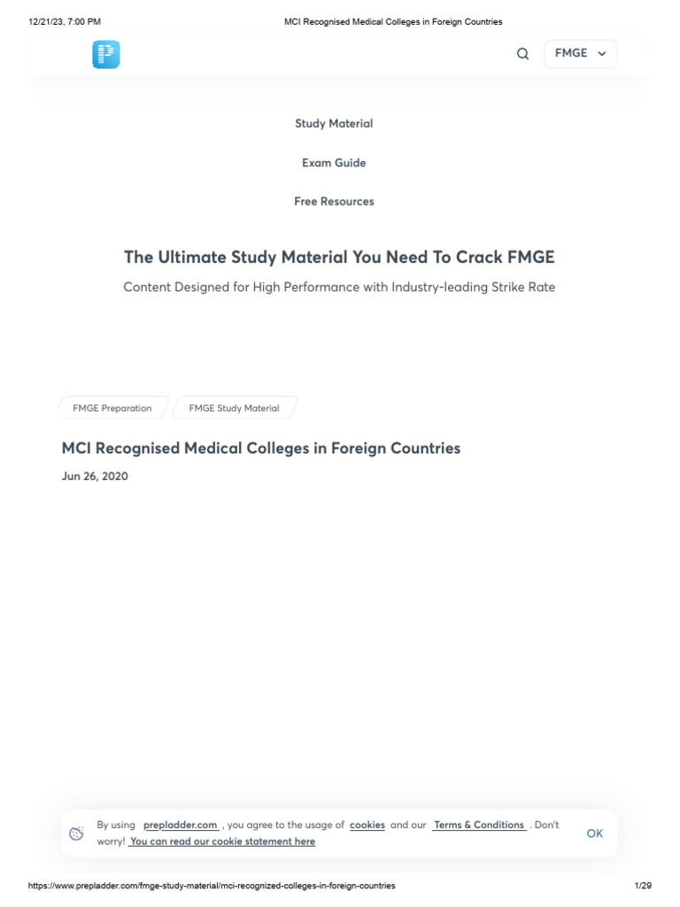 MCI Recognised Medical Colleges in Foreign Countries PDF