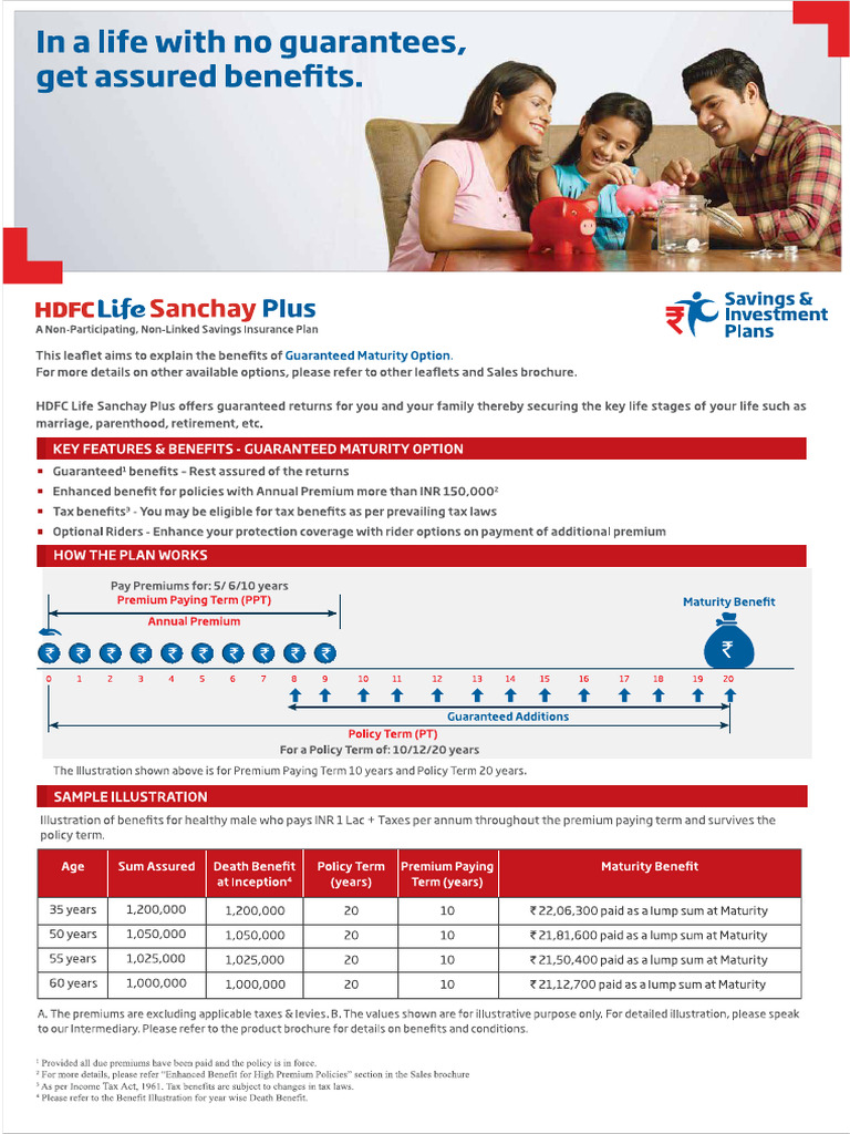 HDFC Life Sanchay Plus Guaranteed Maturity Option | PDF