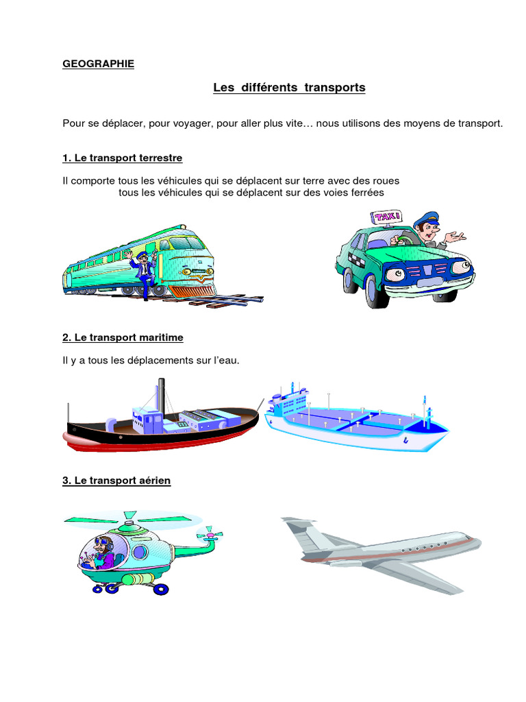 Les différents moyens de transport | PDF