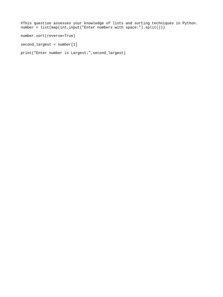 To Find Second Largest Number Python | PDF