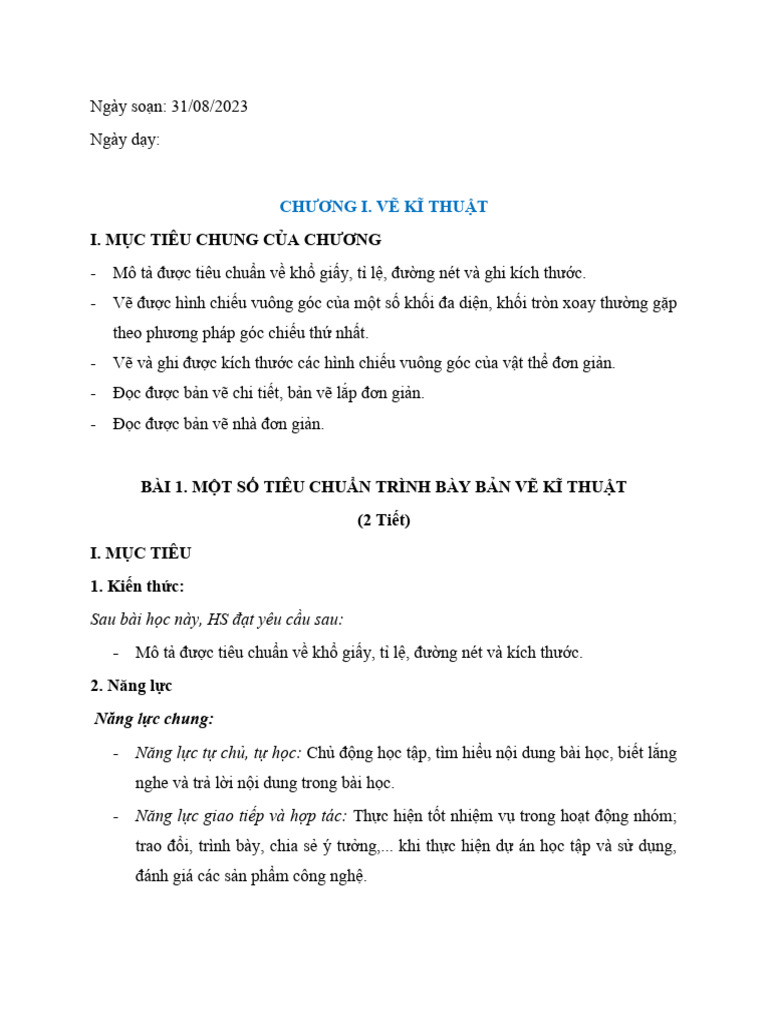 Cong Nghe - Bai 1. Mot So Tieu Chuan Trinh Bay Ban Ve Ki Thuat | PDF