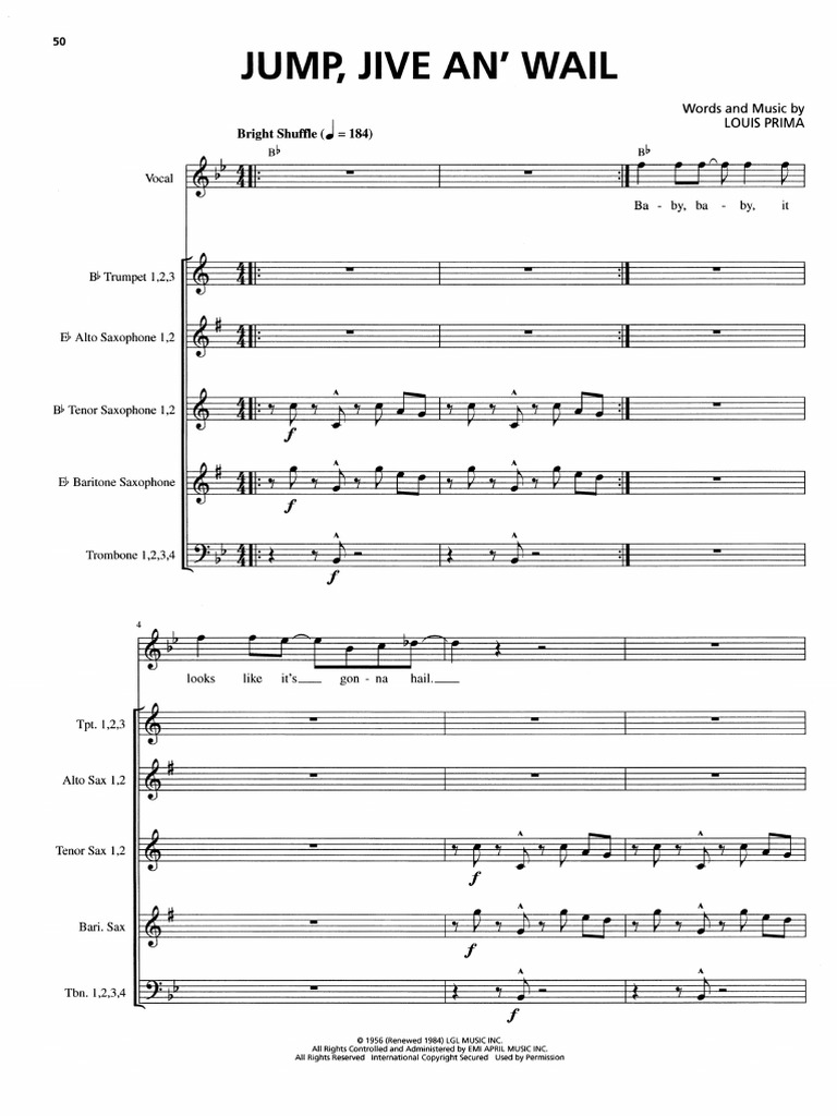 Jump, Jive an' Wail Sheet Music | PDF | Saxophone | European Musical ...