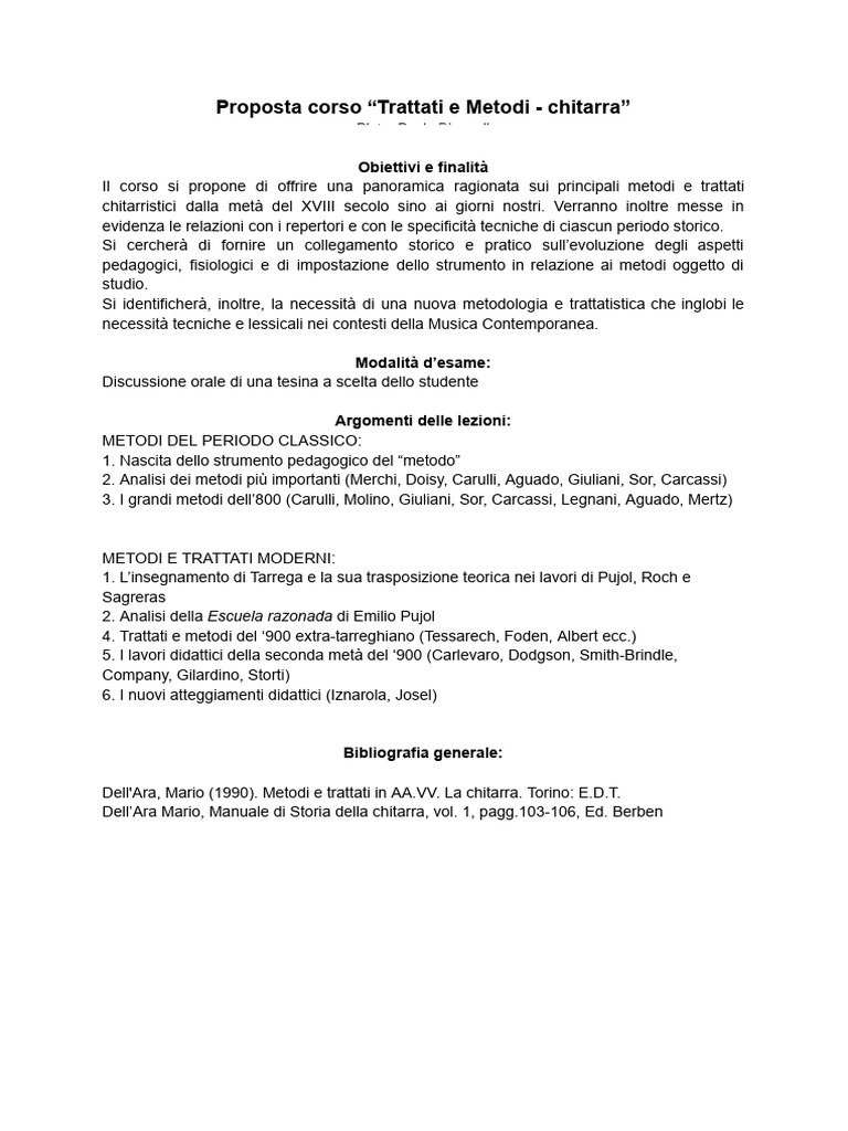 Trattati e Metodi - Chitarra | PDF
