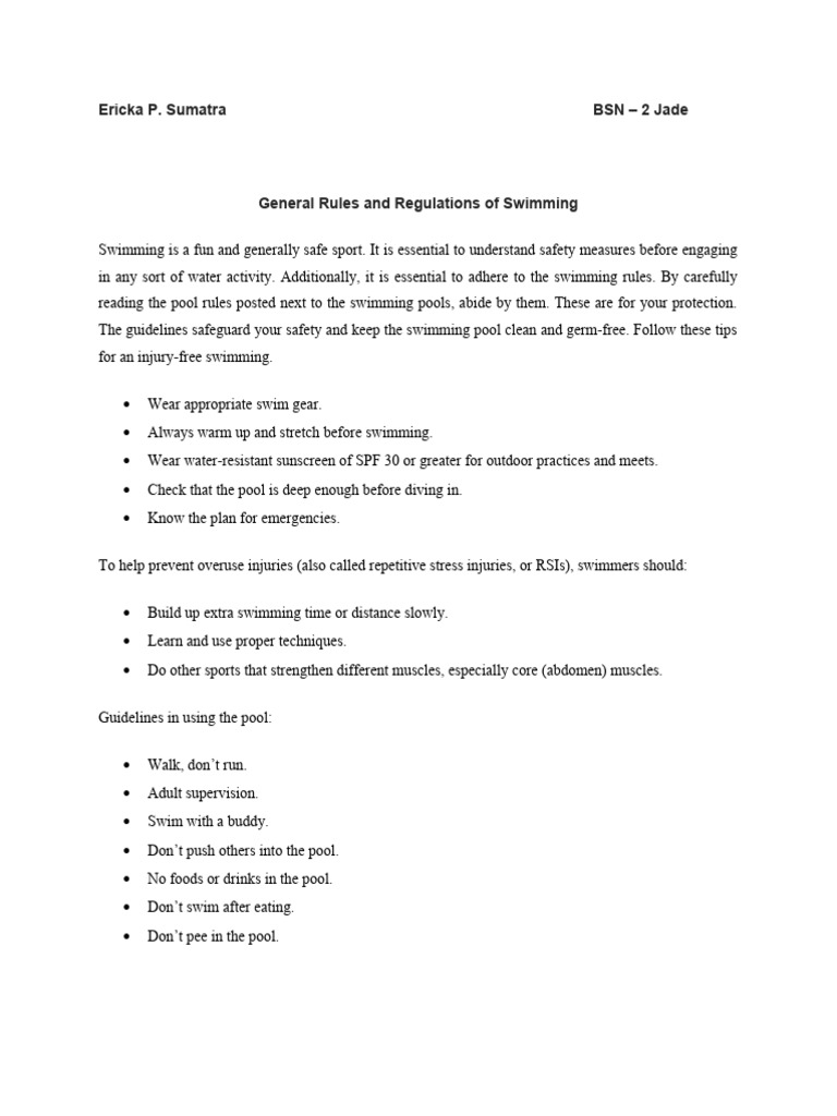 General Rules And Regulations Of Swimming Sumatra Pdf