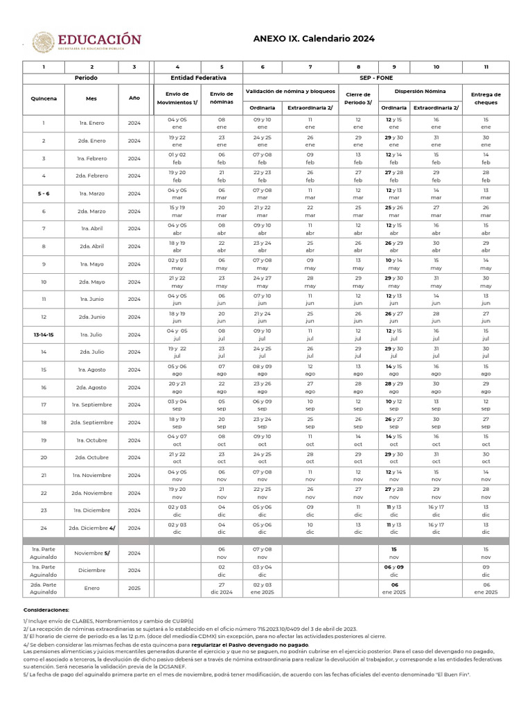 Calendario Pagos 2024 PDF