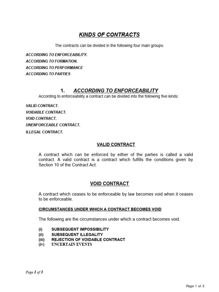 Kinds of Contract | PDF