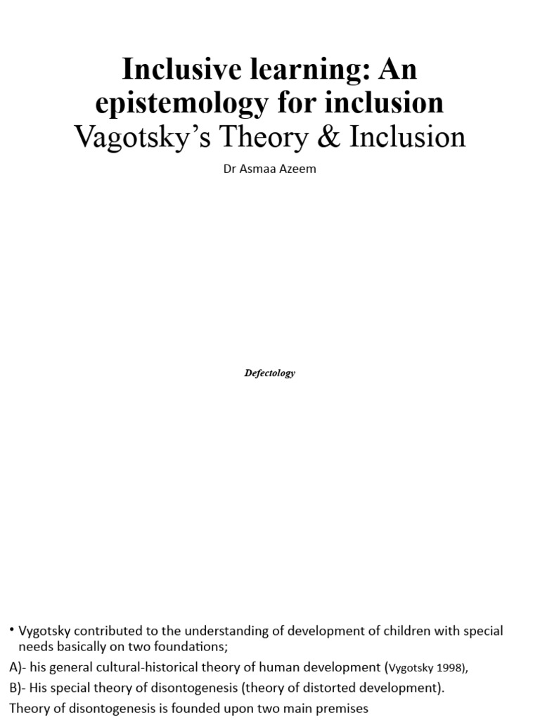 Inclusive Learning Vygotsky | PDF | Human Communication | Education Theory