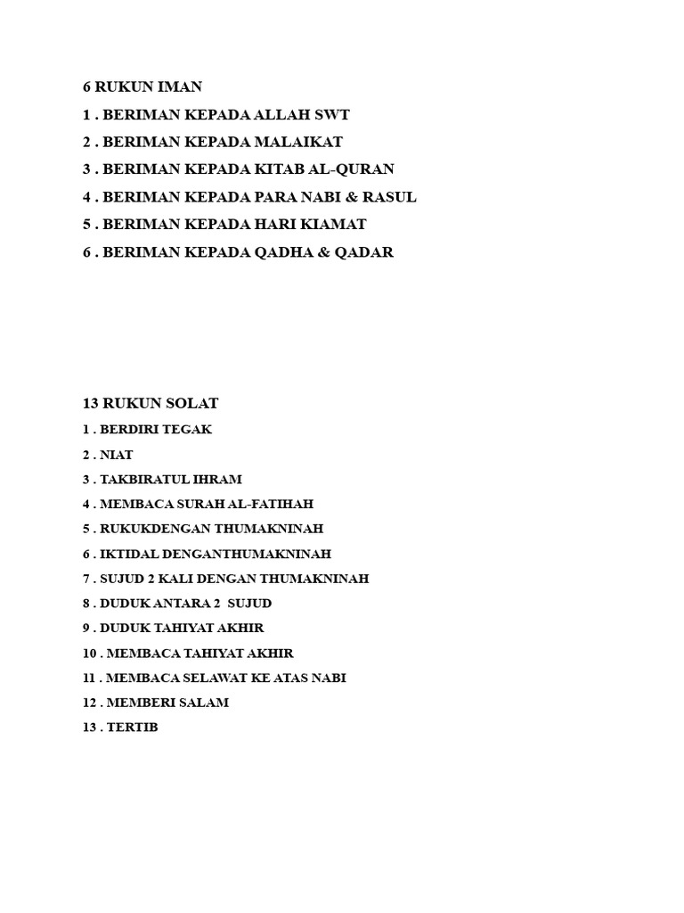 6 Rukun Iman | PDF